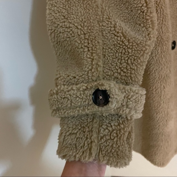 Double Breasted Teddy Coat, Notched Collar, Button Cuff, 2 pockets, Ov… - Picture 11 of 12